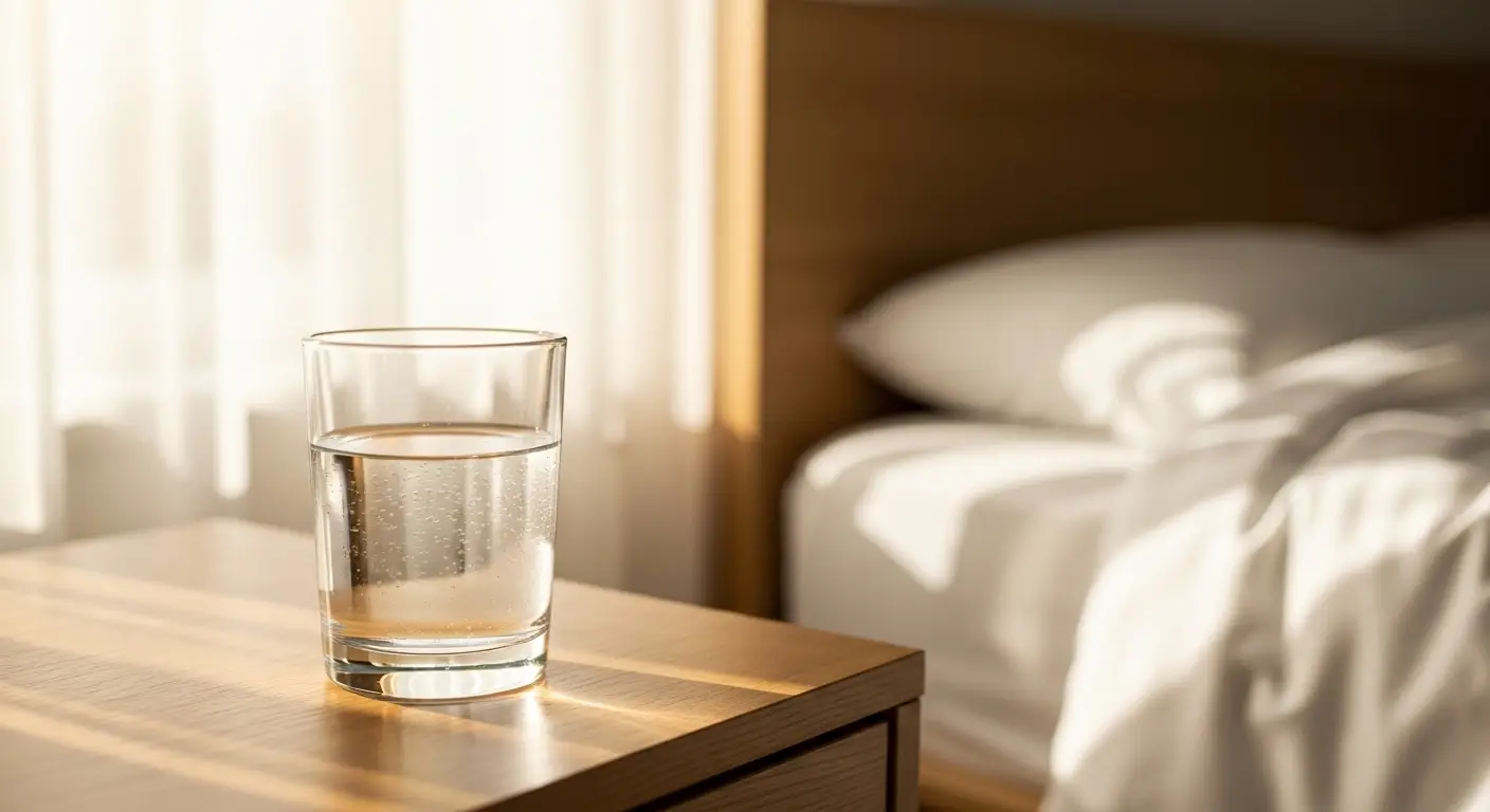Fresh glass of water in morning light