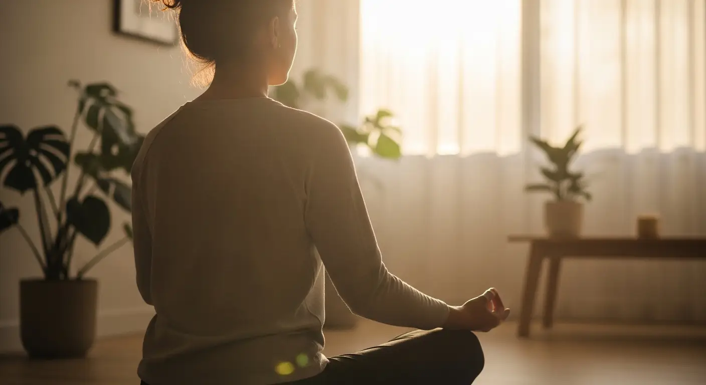 Morning meditation in sunlight