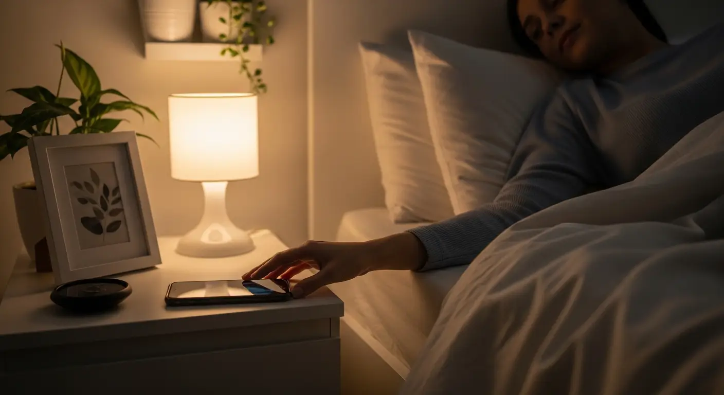 Putting a smartphone away before sleep